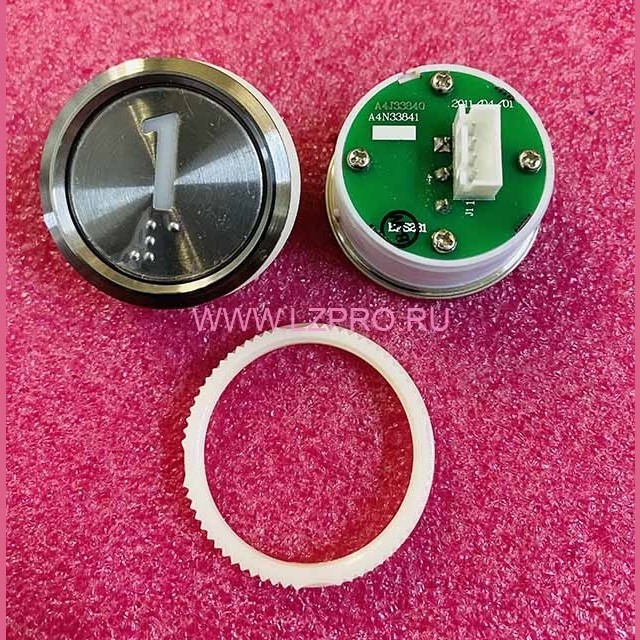 Кнопка "1" (с шрифтом Брайля, белая круговая подсветка, тип BAS231) A4N33841 Otis