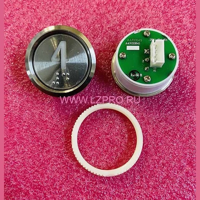 Кнопка "4" (с шрифтом Брайля, белая круговая подсветка, тип BAS231) A4N33841 Otis