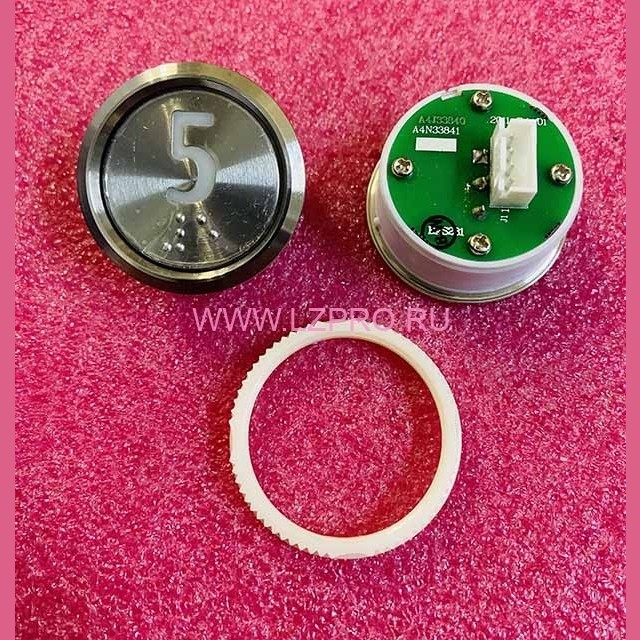 Кнопка "5" (с шрифтом Брайля, белая круговая подсветка, тип BAS231) A4N33841 Otis