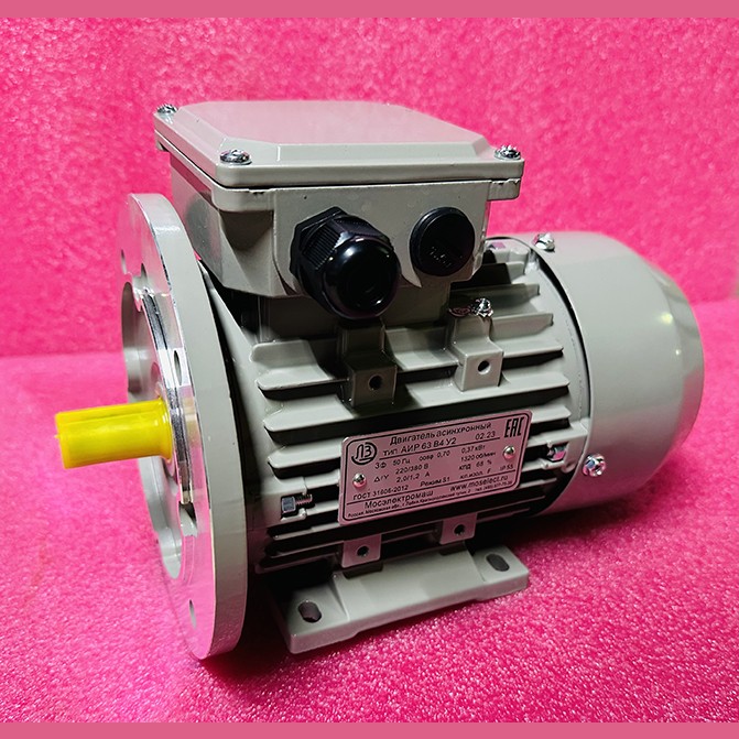 Двигатель асинхронный 0,37кВт 220/380В 1320 об/мин 2,0/1,2А (фланец+лапы) IM2081 АИР63В4У2