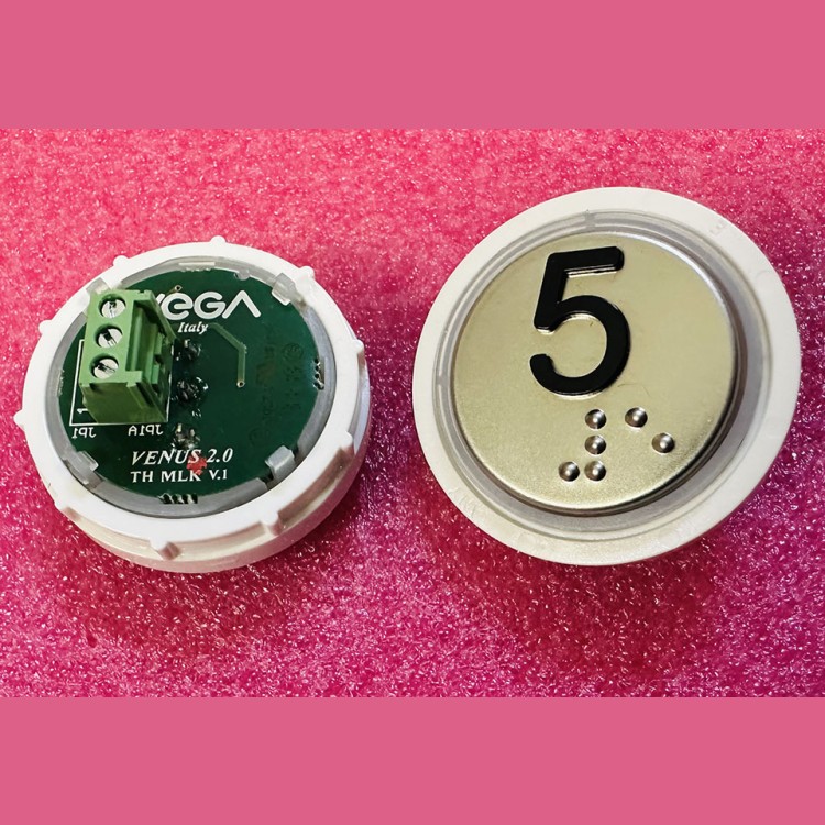 Кнопка 5 красная подсветка с кодом Брайля VENUS V.2 MLK VEGA