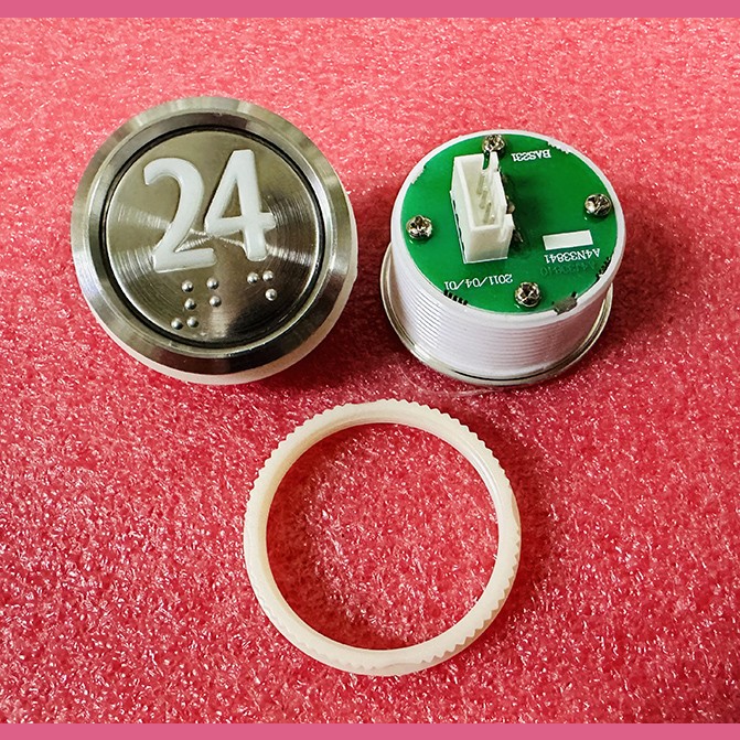 Кнопка "24" (с шрифтом Брайля, белая круговая подсветка, тип BAS231) A4N33841 Otis