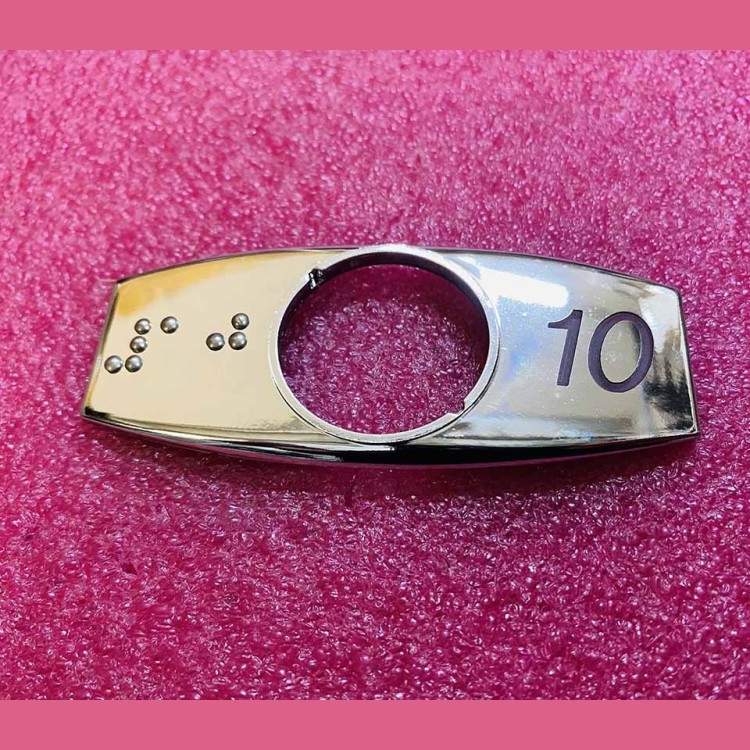 Чиклет "10" хром с шрифтом Брайля FAA396J999-R-10-B Otis