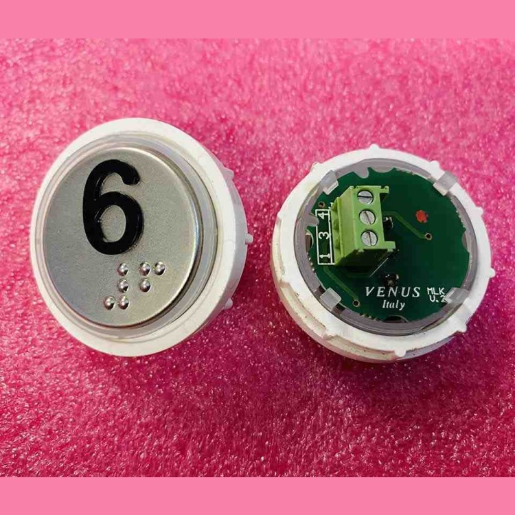 Кнопка 6 красная подсветка с кодом Брайля VENUS V.2 MLK VEGA