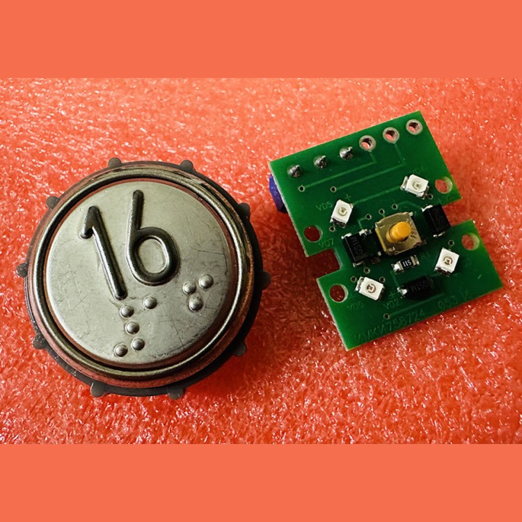 Модуль кнопочный круглый с гайкой код Брайля "16" ВКЛ13А-7-4П